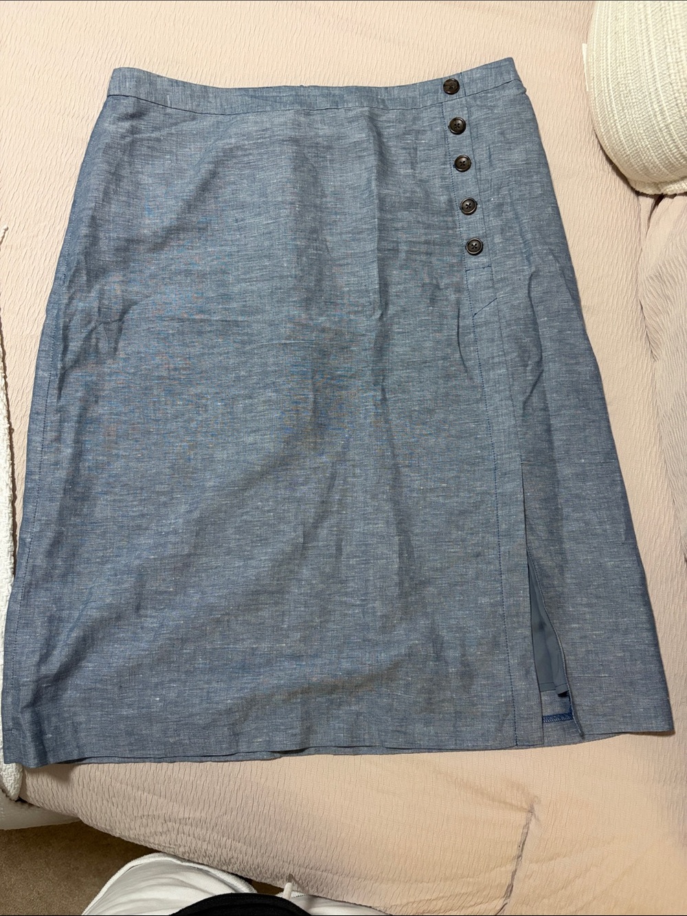 Classic Blue Chambray A-Line Skirt
